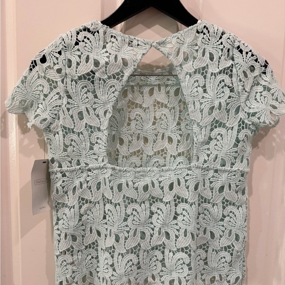 BNWT Zara Trafaluc Light Sea Green Cutwork top small STUNNING - Picture 4 of 7